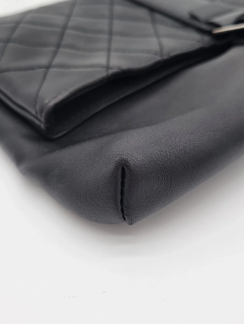 Authentic Chanel Quilted Leather Black Clutch